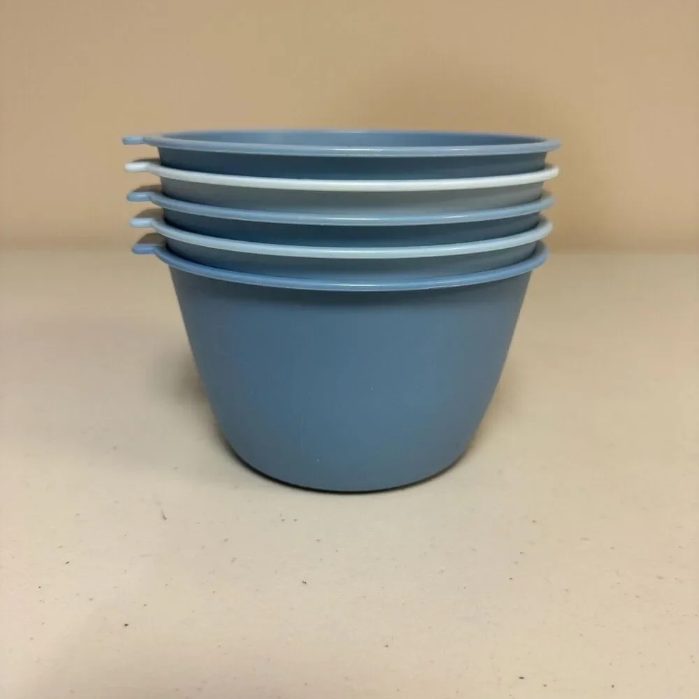 Stacking Bowl Set Plastic Blue Kitchen Dishes Microwave Safe Snack Soup Cereal